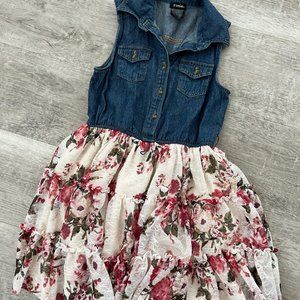 Zunie Girls Floral/Denim Dress (S 7/8)